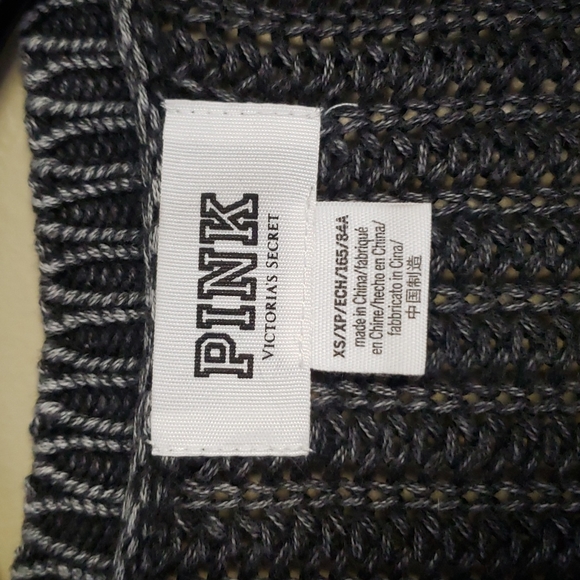 Victoria's Secret PINK Cardigan *RARE* XS Black White Gray Marbled Distressed - Picture 7 of 7